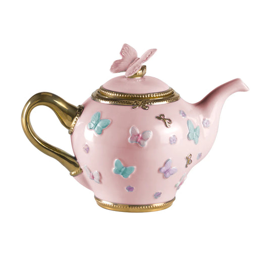 Butterfly Pastel Pink Teapot (Villari)