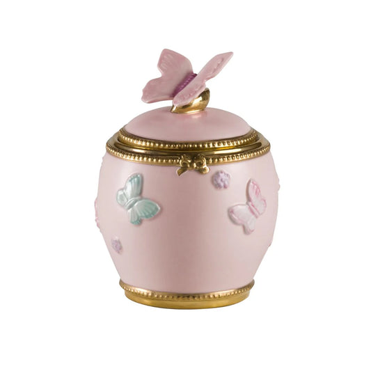 Butterfly Pastel Pink Sugar Bowl (Villari)