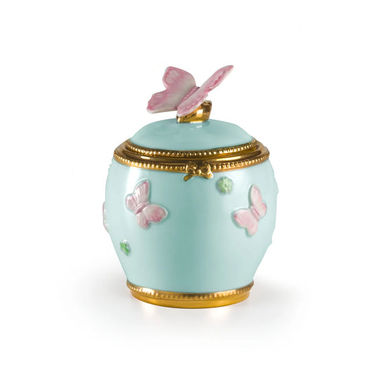 Butterfly Aquamarine Sugar Bowl (Villari)