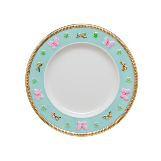 Butterfly Aquamarine Dessert Plate (Villari)