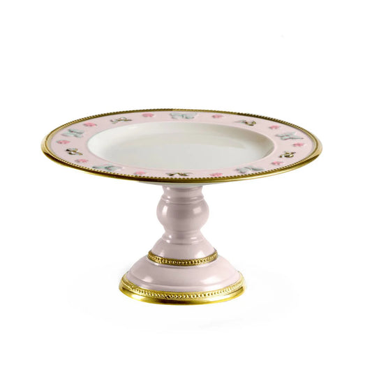 Butterfly Pastel Pink Small Footed Cake Stand (Villari)