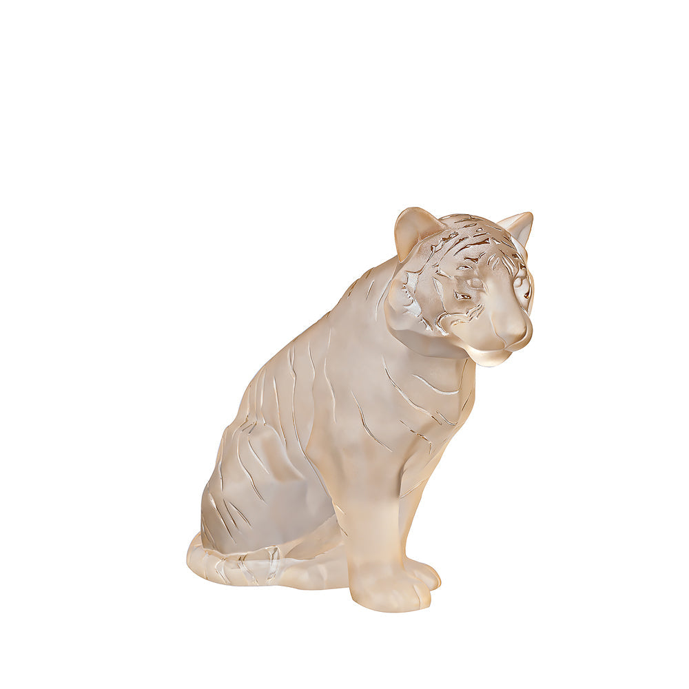 Sitting Tiger Large Sculpture (Lalique Special Order)