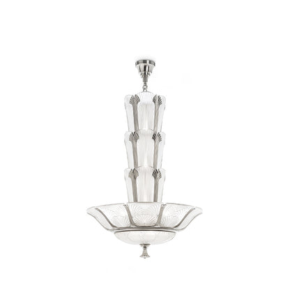 Ginkgo Chandelier - Shiny Nickel Finish (Lalique Special Order)