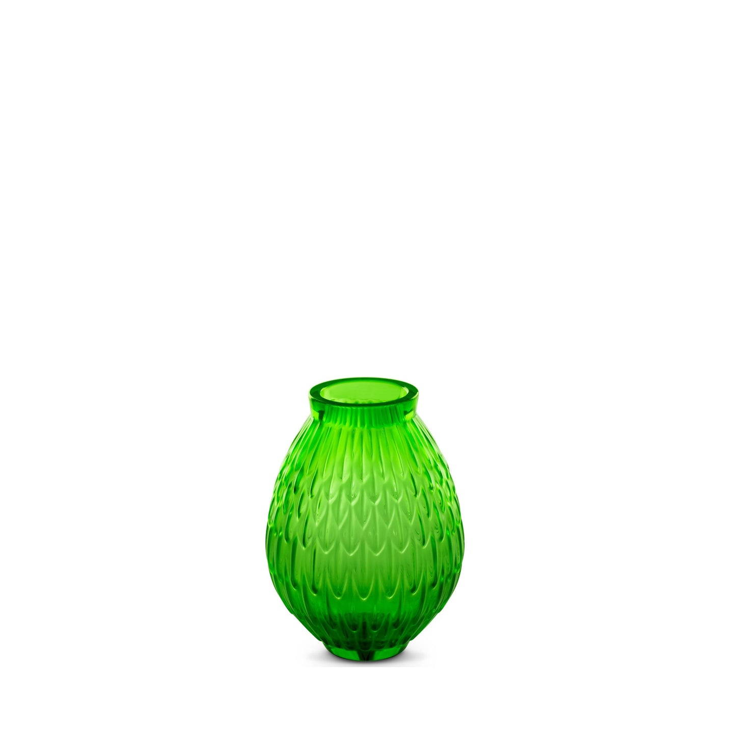 Plumes Small Vase - Green Cystal (Lalique Special Order)