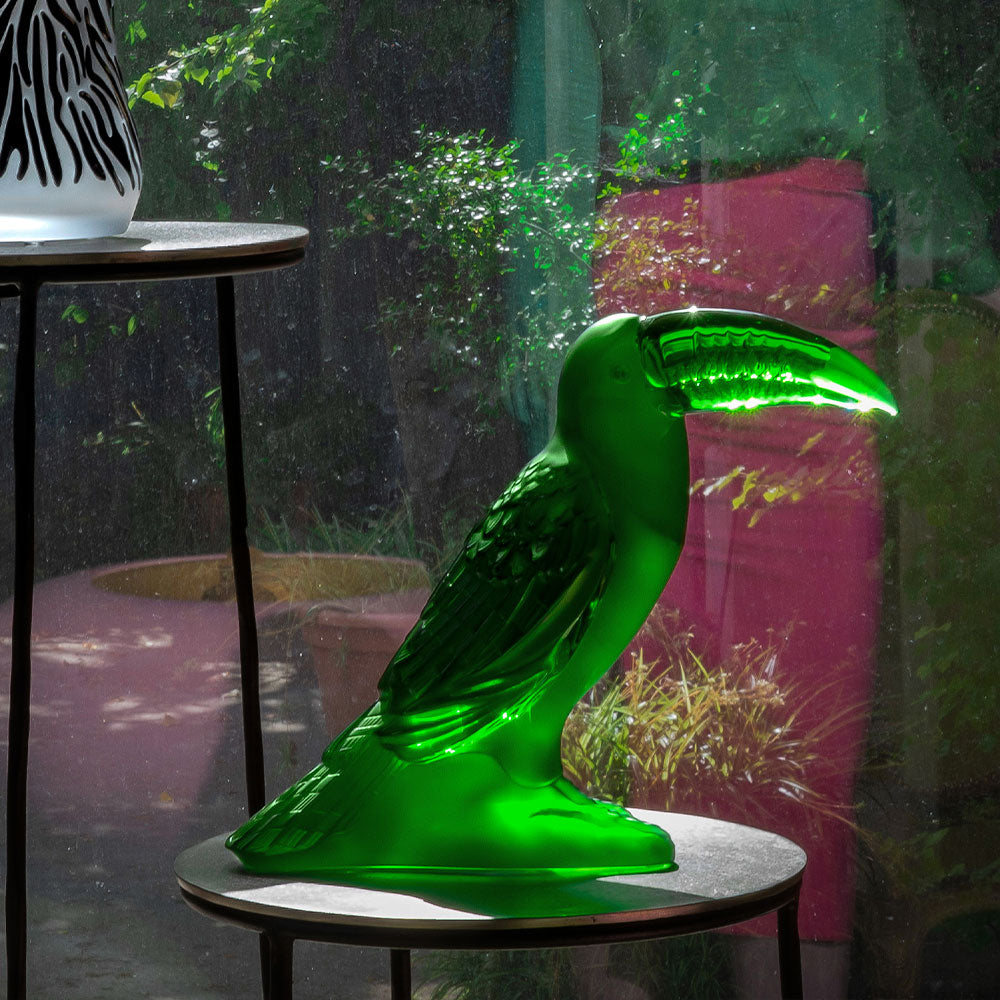 Toucan Sculpture - Amazon Green Crystal (Lalique Special Order)