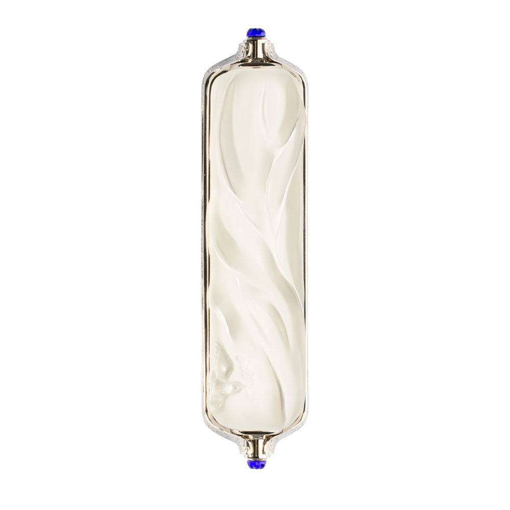 Mezuzah by Irma Large Size - Clear and Nickel (Lalique Special Order)