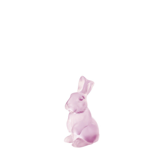 Toulouse Rabbit Sculpture - Pink Crystal (Lalique Special Order)