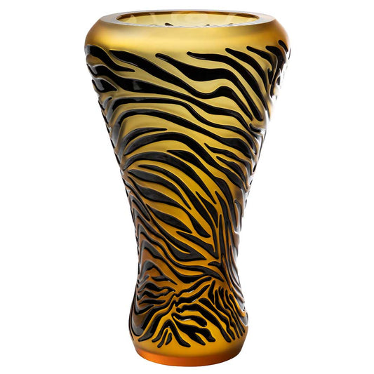 Tigre Vase - Clear, Black Enamelled Crystal (Lalique Special Order)