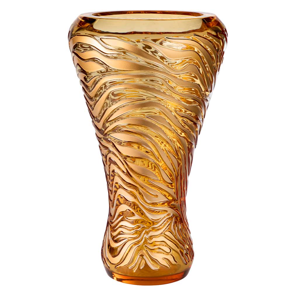 Tigre Vase - Amber Crystal, Gilded Coating (Lalique Special Order)