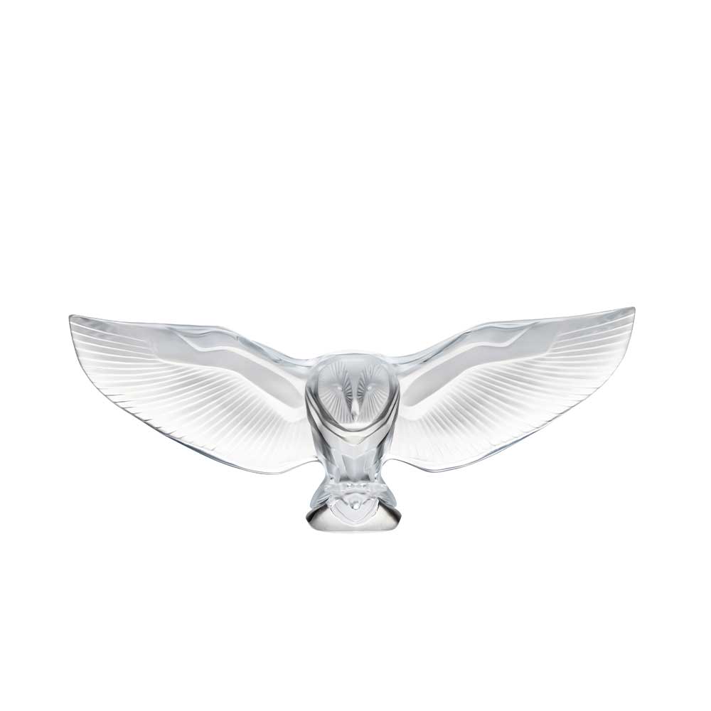 Barn Owl sculpture - Clear Crystal (Lalique Special Order)