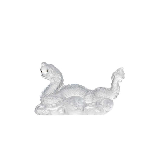 Tianlong Dragon Sculpture - Clear Crystal (Lalique Special Order)