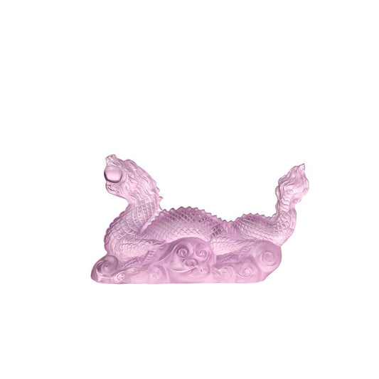 Tianlong Dragon Sculpture - Pink Crystal (Lalique Special Order)