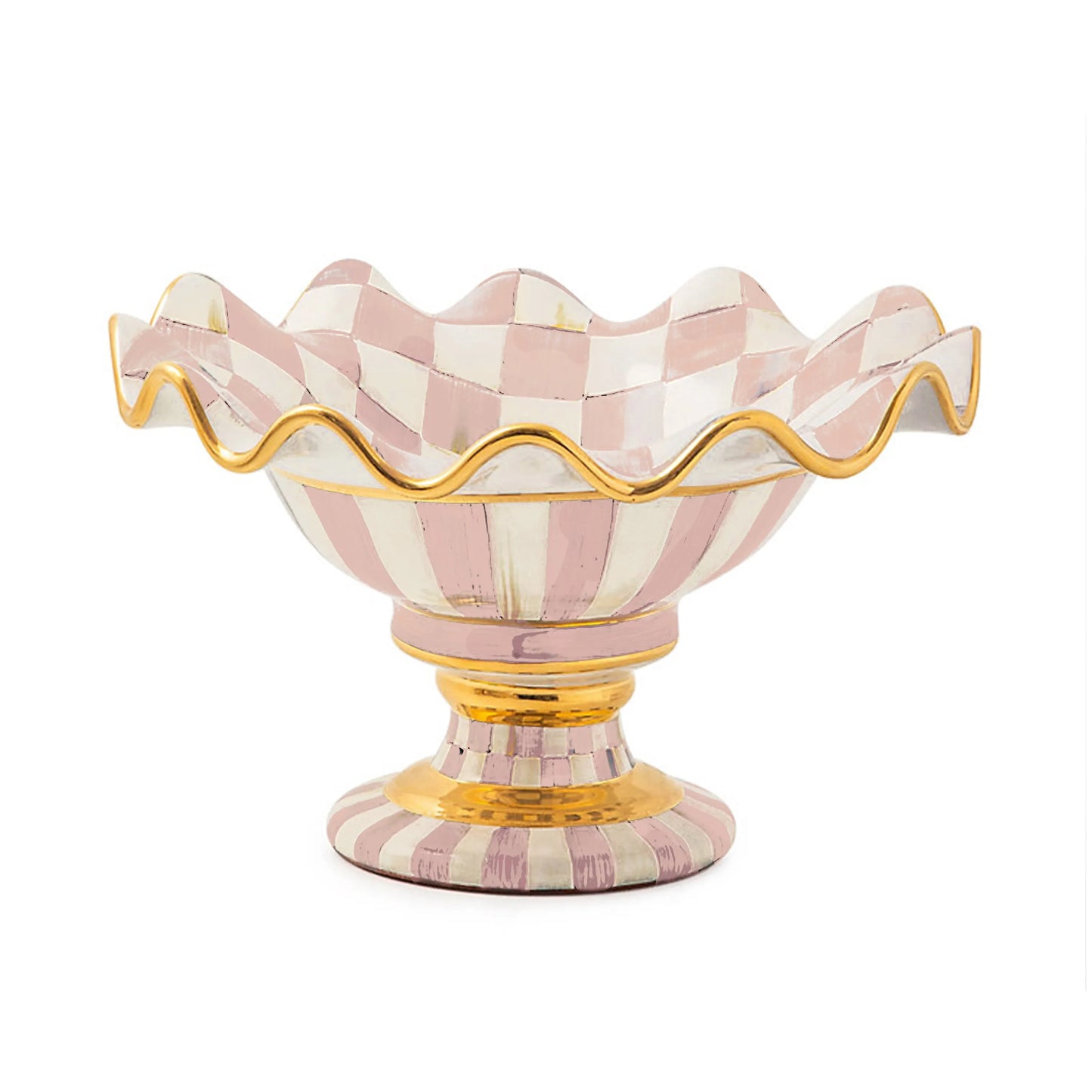 Rosy Check Ceramic Compote (Mackenzie Childs)