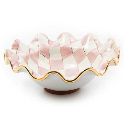 Rosy Check Medium Ceramic Fluted Serving Bowl (Mackenzie Childs)