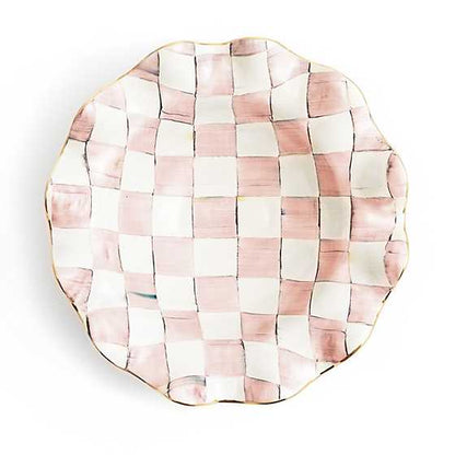 Rosy Check Medium Ceramic Fluted Serving Bowl (Mackenzie Childs)