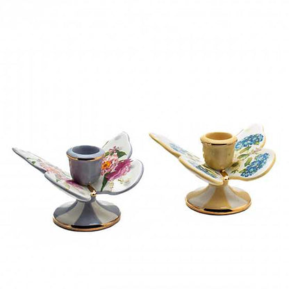 Wildflowers Butterfly Candle Holders, Set of 2 (Mackenzie Childs)