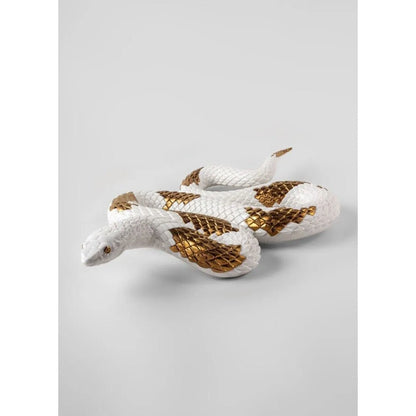 Snake Sculpture - White - Copper (Lladro Special Order)