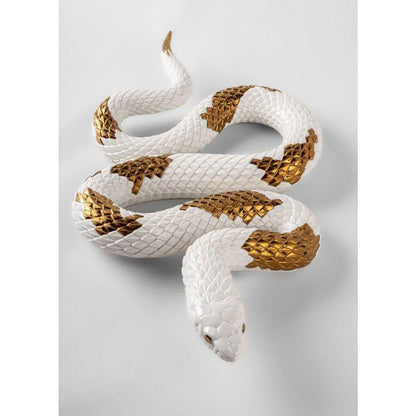 Snake Sculpture - White - Copper (Lladro Special Order)