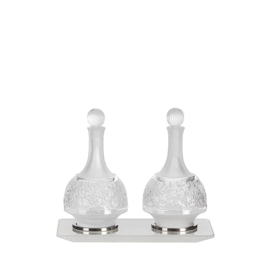 Set of 2 Versailles Oil/Vinegar Cruets & Tray (Lalique Special Order)