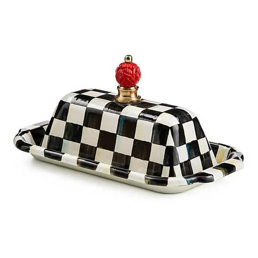 Courtly Check Enamel Butter Box (Mackenzie Childs)