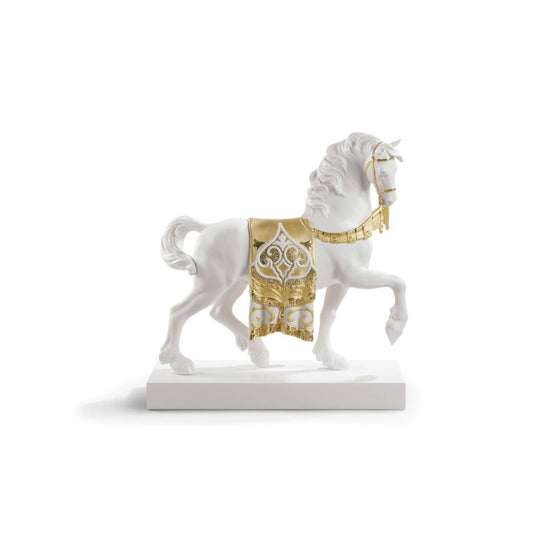 A Regal Steed Horse Sculpture - Golden Lustre (Lladro Special Order)