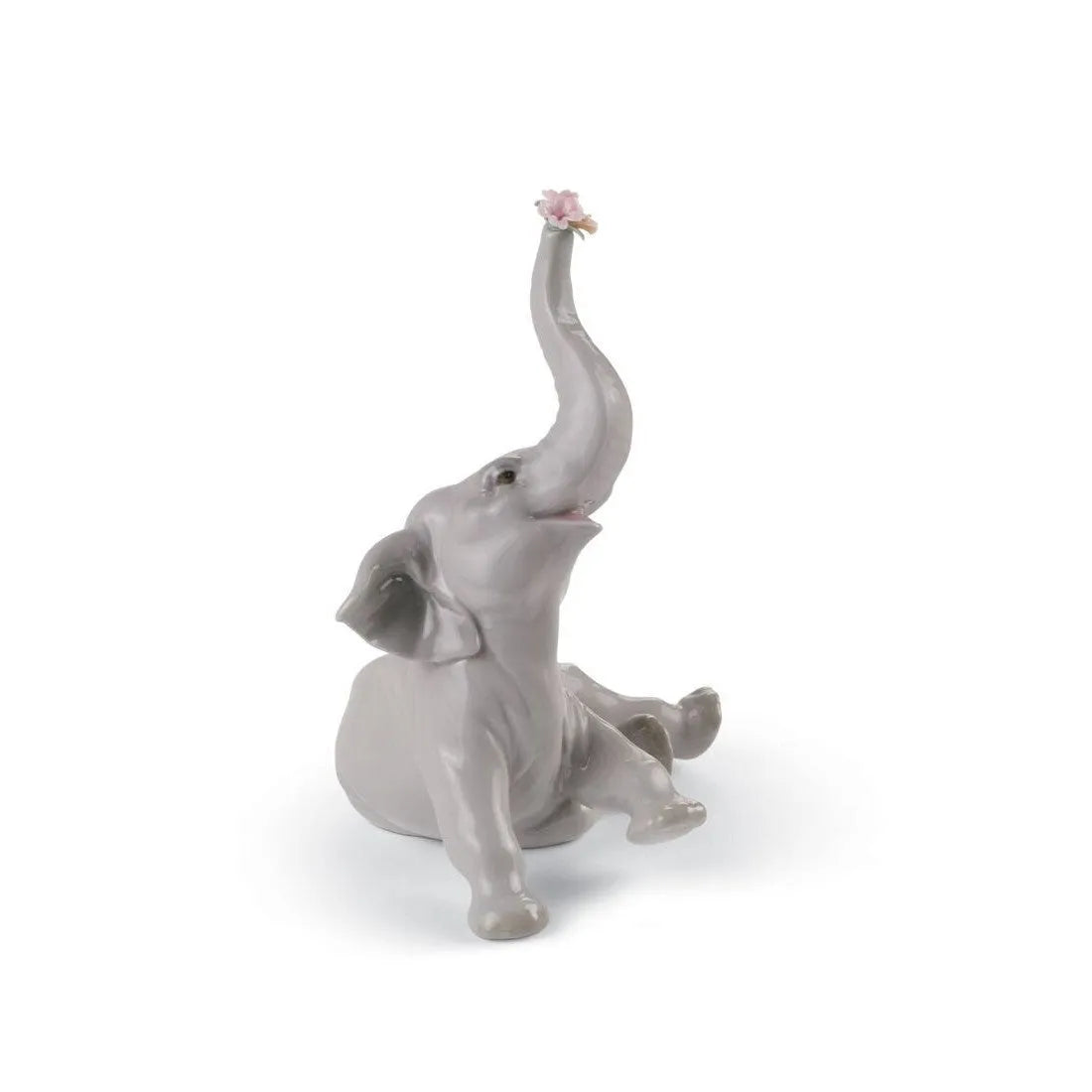 Baby Elephant With Pink Flower Figurine (Lladro Special Order)