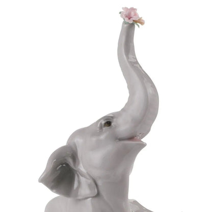 Baby Elephant With Pink Flower Figurine (Lladro Special Order)