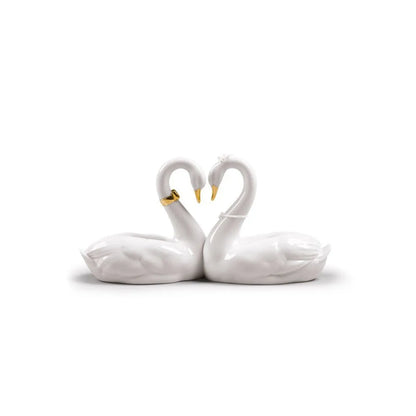 Endless Love Swans Figurine - Golden Luster (Lladro Special Order)