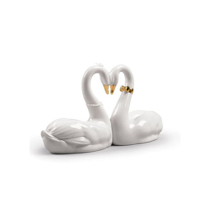 Endless Love Swans Figurine - Golden Luster (Lladro Special Order)