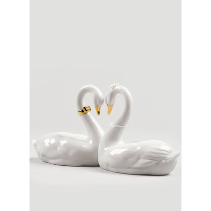 Endless Love Swans Figurine - Golden Luster (Lladro Special Order)