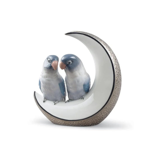 Fly Me To The Moon Birds Figurine - Silver Lustre (Lladro Special Order)