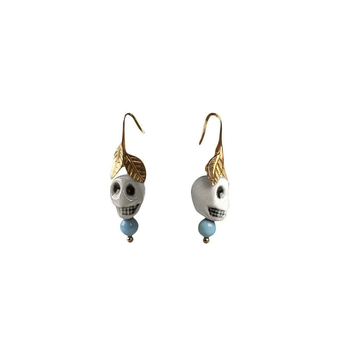 Frida Kahlo Skull Earrings - White (Lladro Special Order)