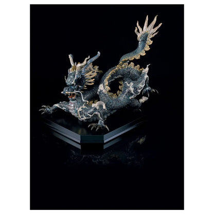 Great Dragon Sculpture - Golden Lustre And Blue (Limited Edition) (Lladro Special Order)