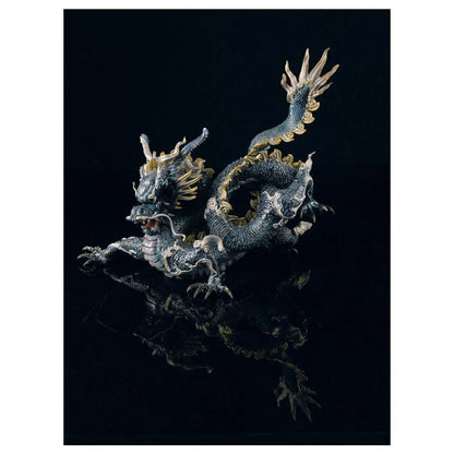 Great Dragon Sculpture - Golden Lustre And Blue (Limited Edition) (Lladro Special Order)