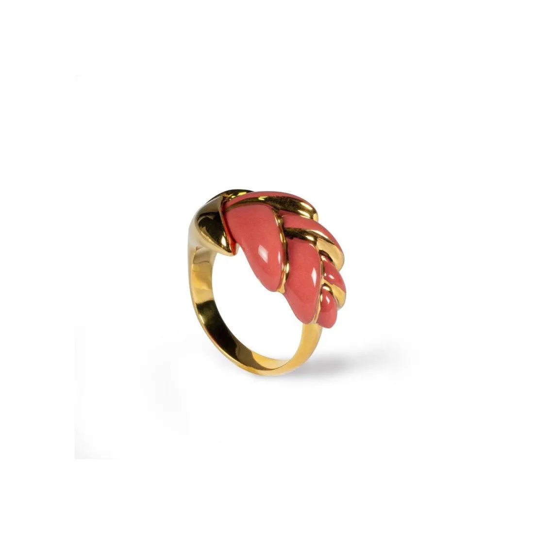 Heliconia Metal Ring - Coral - Adjustable (Lladro Special Order)