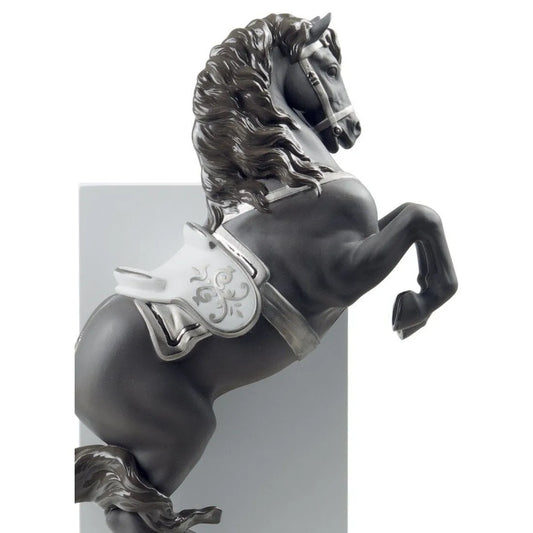 Horse On Courbette Figurine - Silver Lustre (Lladro Special Order)