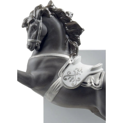 Horse On Pirouette Figurine - Silver Lustre (Lladro Special Order)