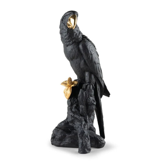 Macaw Bird Sculpture - Black-Gold (Limited Edition) (Lladro Special Order)