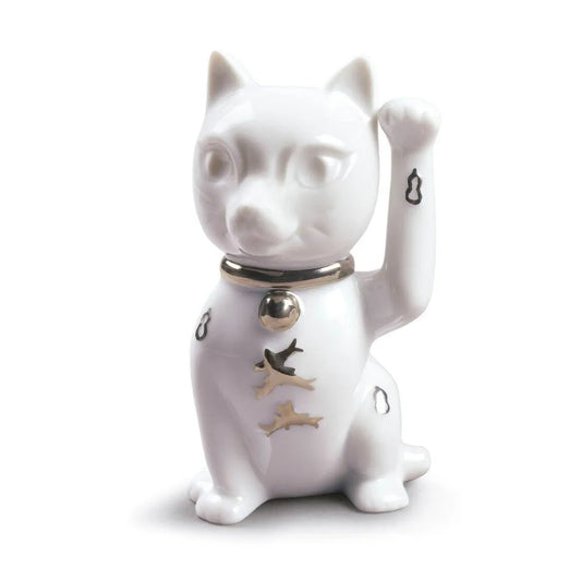 Maneki Neko Figurine - Silver Lustre (Lladro Special Order)