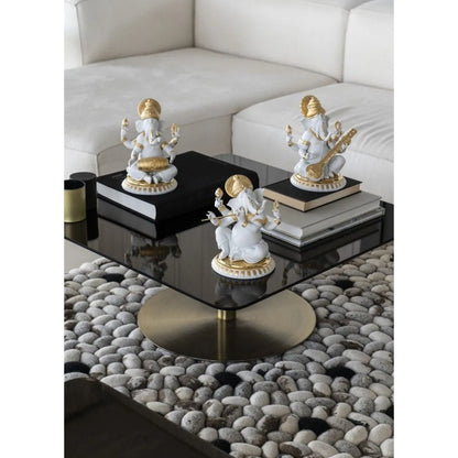 Mridangam Ganesha Figurine - Golden Lustre (Lladro Special Order)