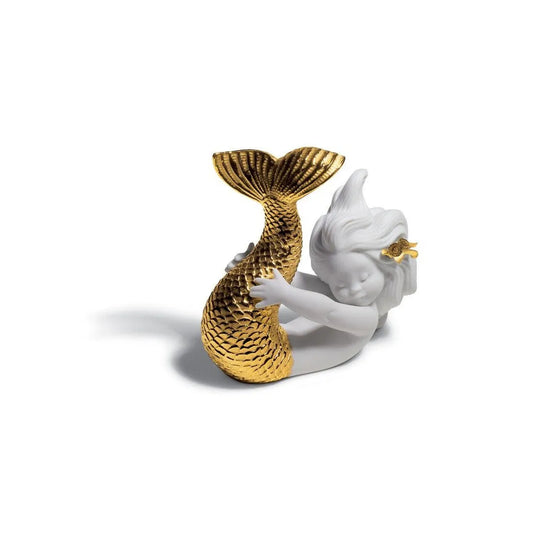 Playing At Sea Mermaid Figurine - Golden Lustre (Lladro Special Order)