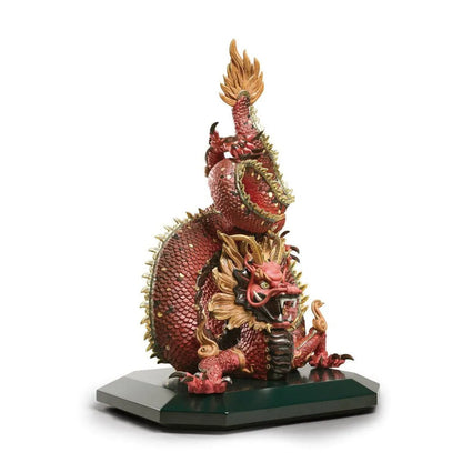 Protective Dragon Sculpture - Golden Luster And Red (Limited Edition) (Lladro Special Order)