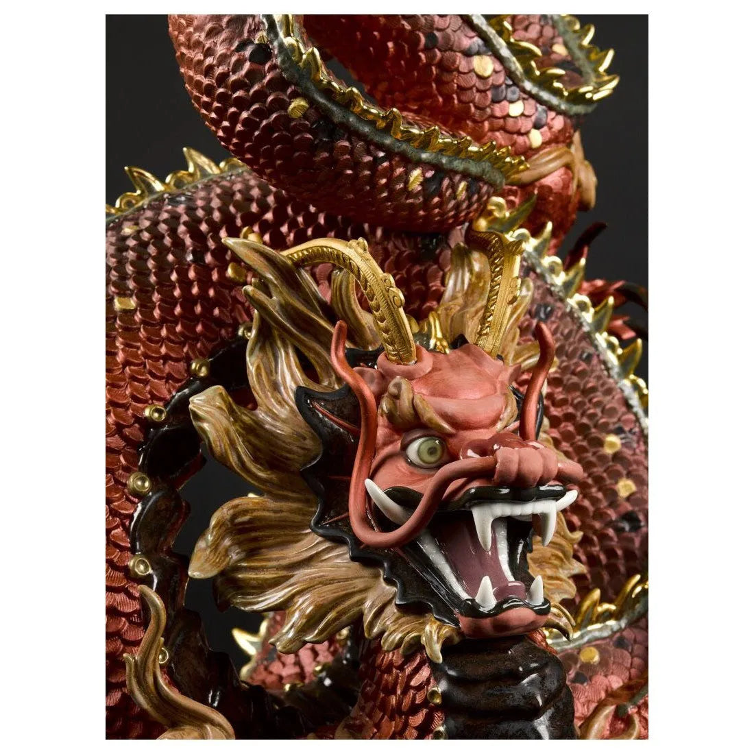 Protective Dragon Sculpture - Golden Luster And Red (Limited Edition) (Lladro Special Order)