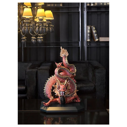 Protective Dragon Sculpture - Golden Luster And Red (Limited Edition) (Lladro Special Order)