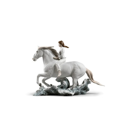 Riding Her Horse On The Seashore Horse & Woman Figurine (Lladro Special Order)