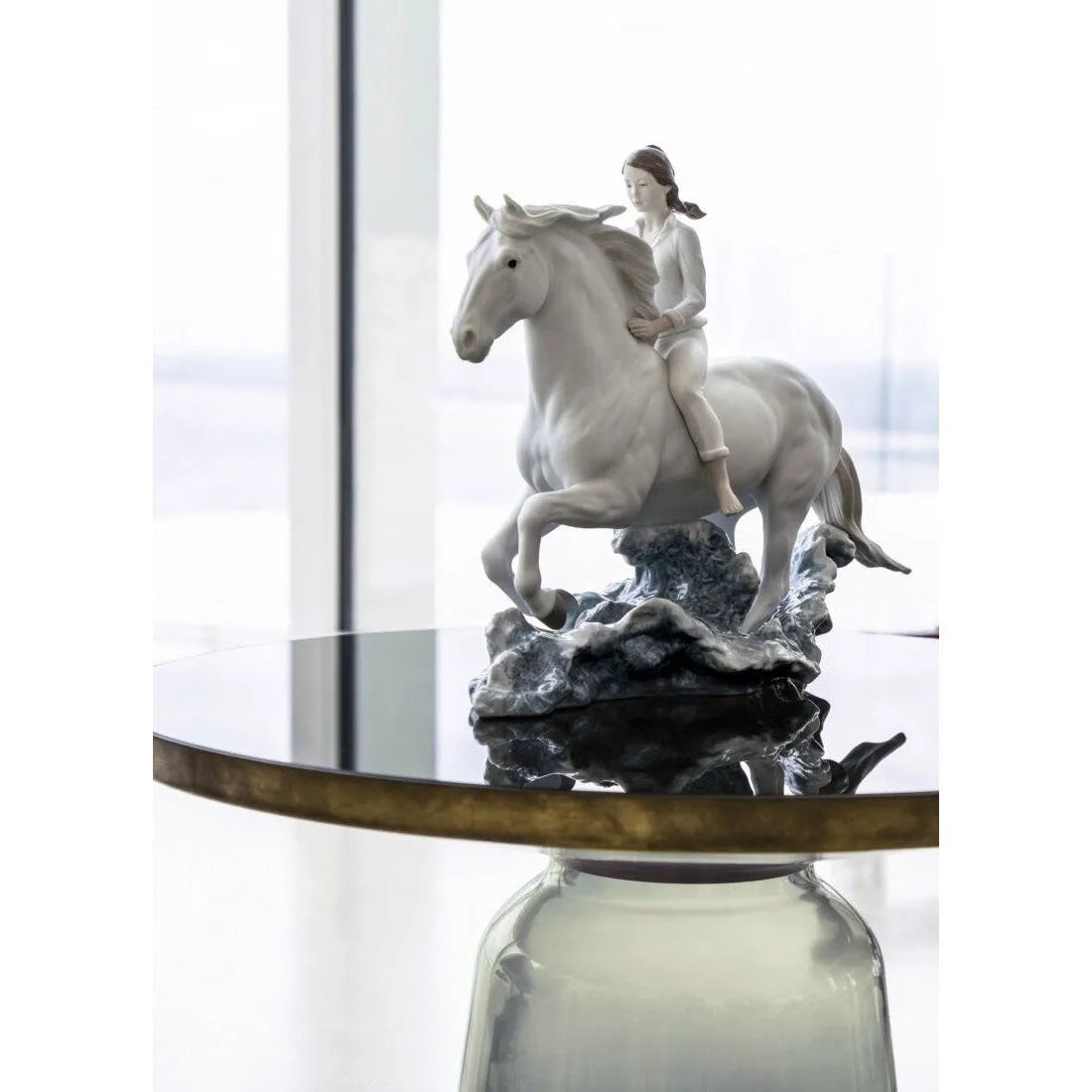 Riding Her Horse On The Seashore Horse & Woman Figurine (Lladro Special Order)