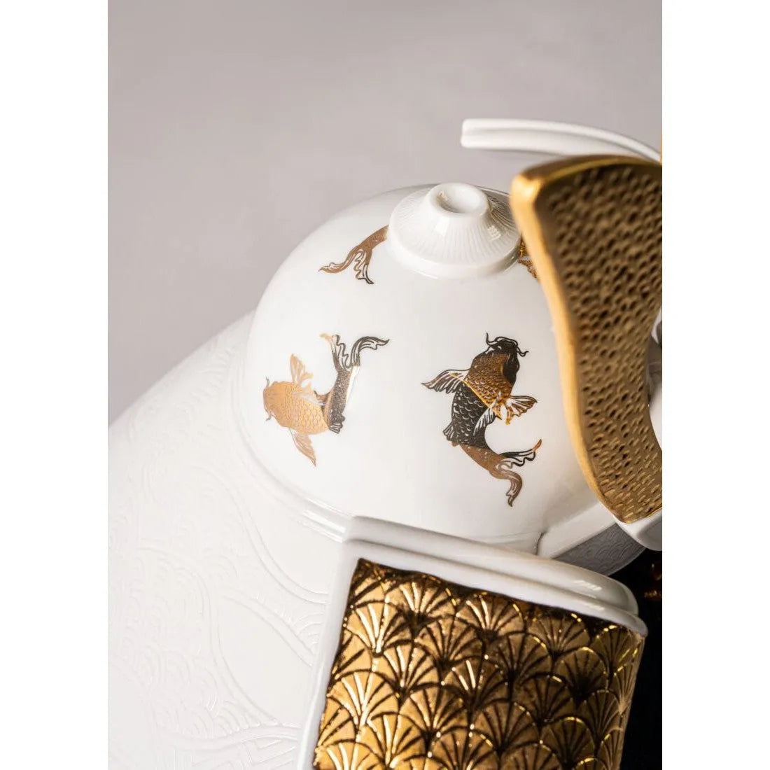 Samurai Helmet - Golden Koi Sculpture (Lladro Special Order)