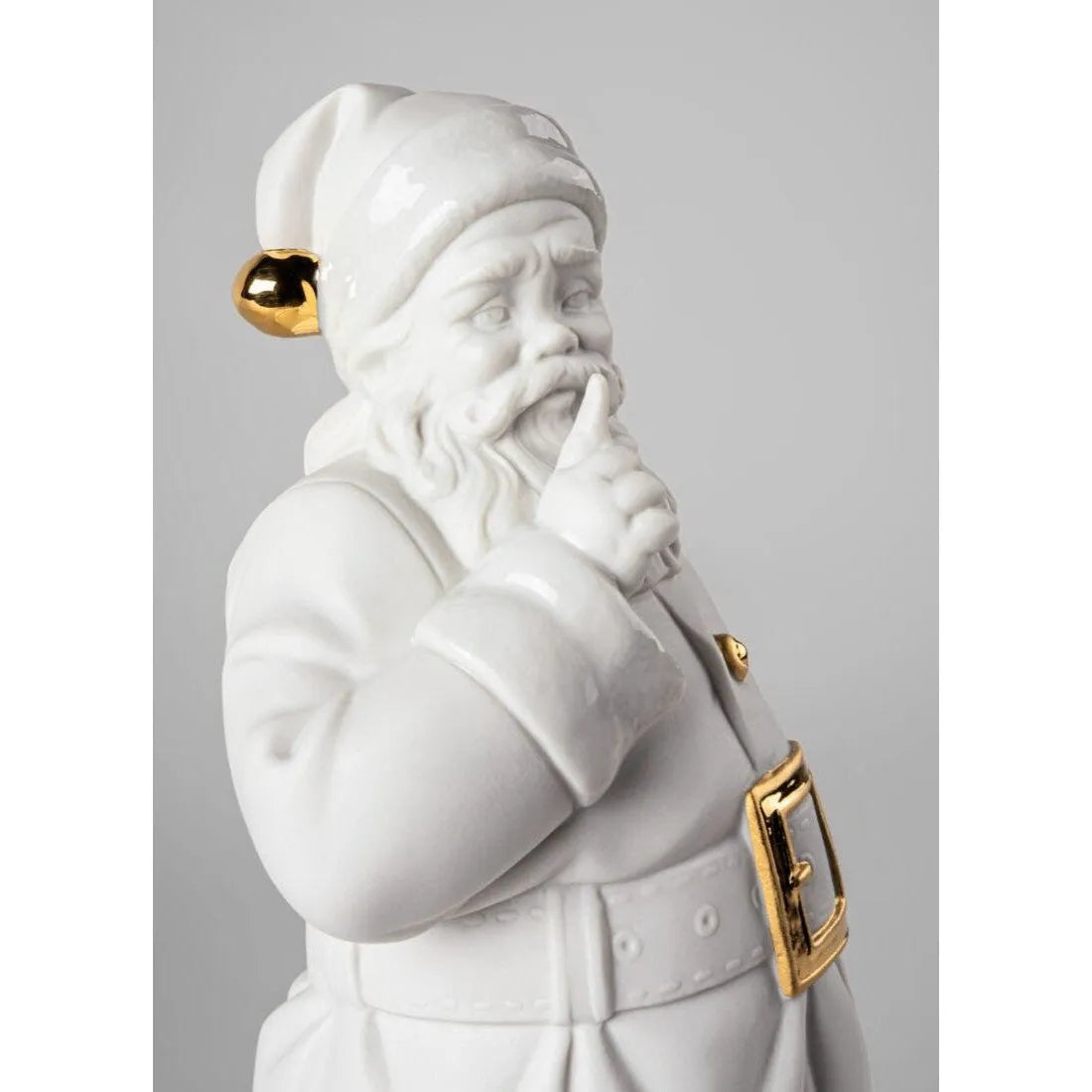 Santa Is Here Sculpture - White-Gold (Lladro Special Order)