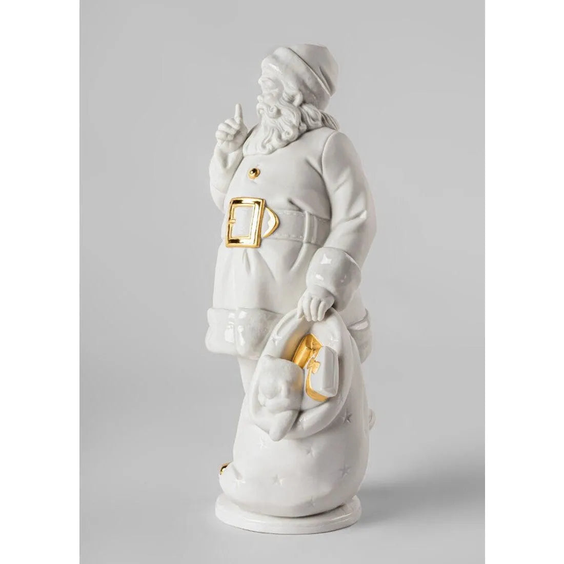 Santa Is Here Sculpture - White-Gold (Lladro Special Order)