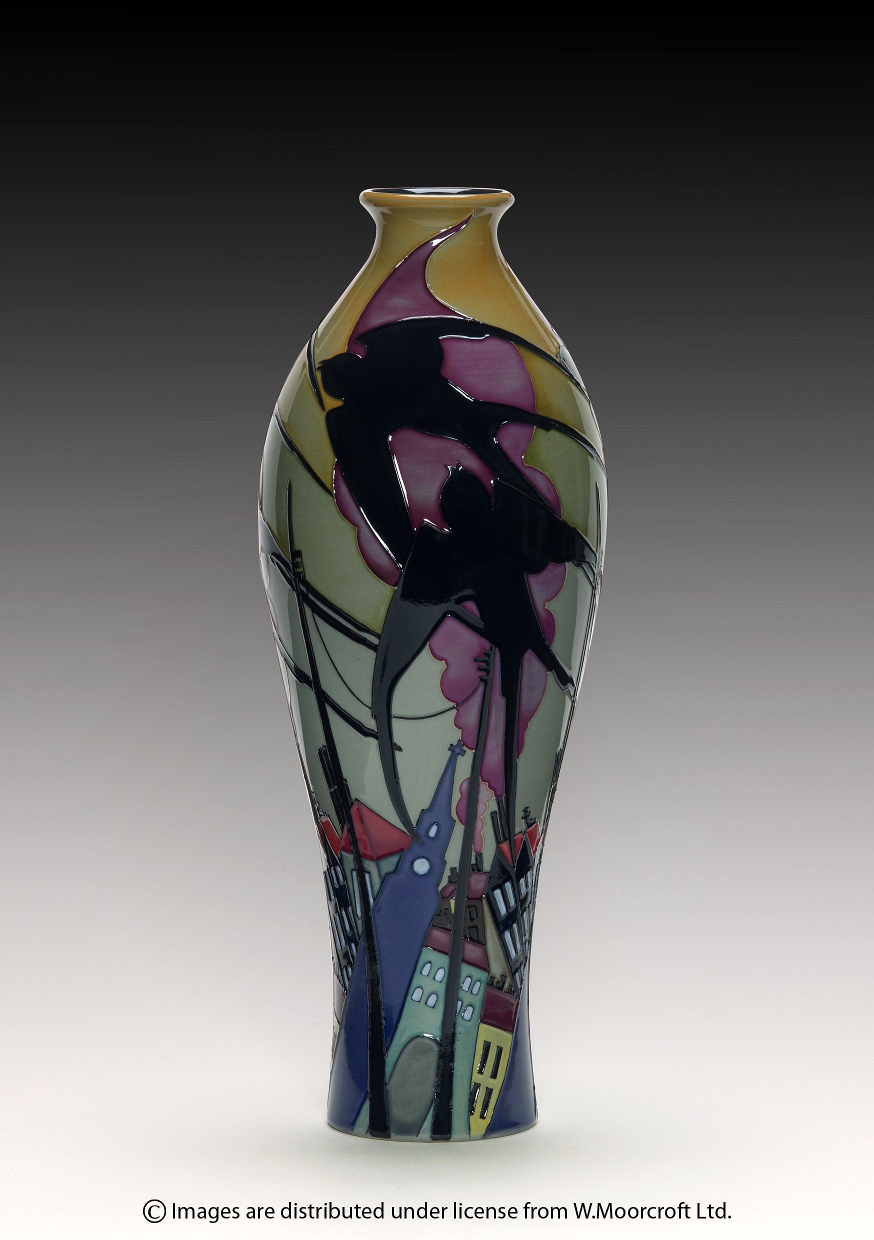 Swallows in Smoke Vase